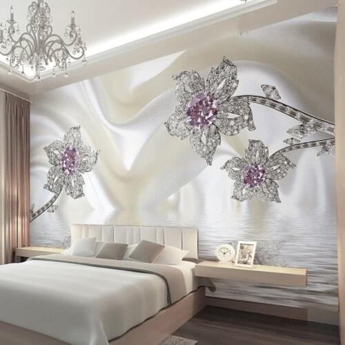 Drop Shipping Custom 3D Stereoscopic Jewelry Diamond White Lines Silk Art Wall Mural Wallpaper TV Backdrop Murales De Pared 3D