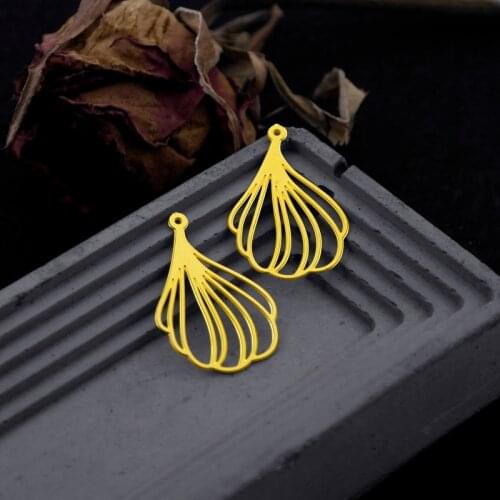 Handmade Jewelry Making Supplies Pendant Laser Cut Metal Geometric Leaf Raw Brass Charm For DIY Necklace Earring Brooch RD550 6