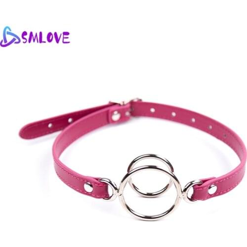 SMLOVE Flirting Metal Double O-Ring Mouth Ball Gag Bondage Restraints Adult Erotic Accessories Sex Toy For Women Cosplay Game