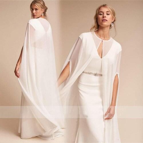 Bridal Wedding Capes Veils Chiffon Bridal Wraps Cathedral Length Wedding Cloak with Arm Hole Charming Chiffon Cathedral Length