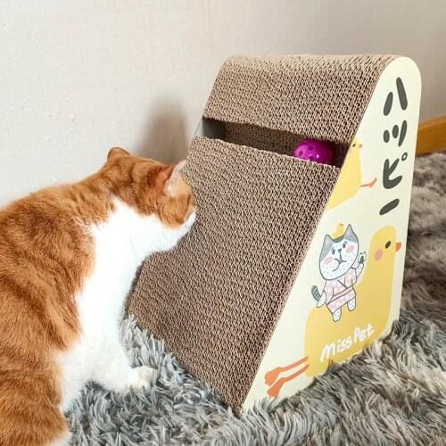 Corrugated Paper Triangle Cat House Breathe Scratcher Cardboard Grinder Claw Kitten Bed Toys Cute Three-dimensional Pet Supplies