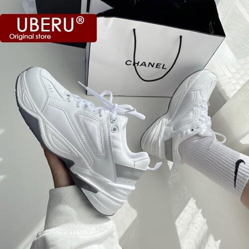 UBERUCouple Mesh Breathable Reflective Daddy Shoes Ladies Lightweight Casual Shoes Street Shooting Platform WomensRunningShoes
