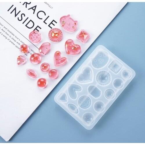 Mirror Crystal Silicone Pendant Mold Cute Pendant Accessories Earring Silicone Mold DIY Jewelry Resin Casing Craft Making Tool