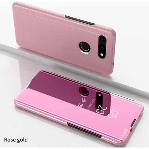 Mirror Phone Case for Honor V20 Case Flip Stand Clear View Smart Mirror Cover Window Smart Cover