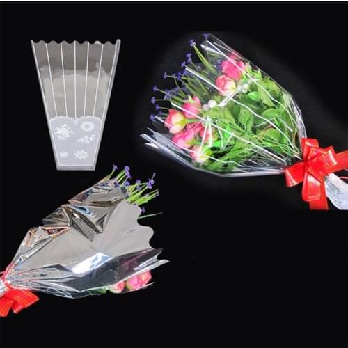 100pcs Flower Wrapping Paper Bouquet Wrapping Bag ValentineS Day Wedding OPP Waterproof Cellophane Fresh Bouquet Packing A35