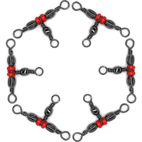 20Pcs 3 Way Brass Fishing Rolling Barrel Swivel Bearing Connector Solid Ring New