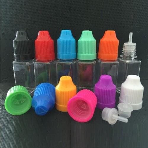 50pcs Square Shape Plastic E-juice Bottles Pet E-liquid 10ml Oil Dropper Bottles Pet Empty E Liquid Bottle With Childproof Cap