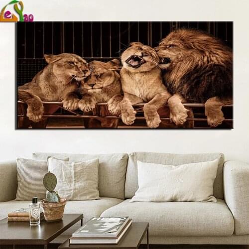Large Size Diamond Painting Lion Full Square Drill Cross Stitch Mosaic Diamond Embroidery Animals Rhinestone Pictures Home Decor