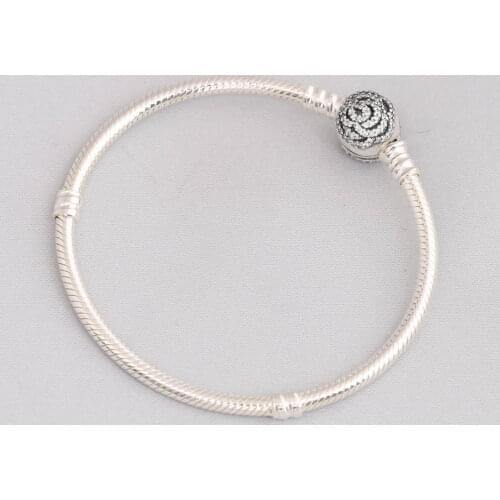 Authentic S925 Bracelets for Women Bangle Rose Clasp fit Lady Beads Charms pendants