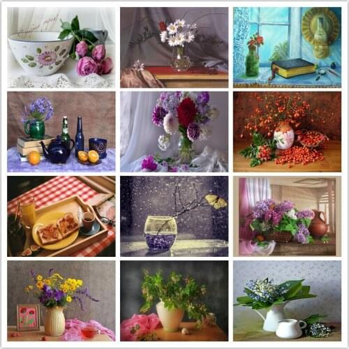 White Daisy Vase Diamond Painting Cross Stitch Inlaid Bead Embroidery Home Decoration Round Diamond Square Diamond