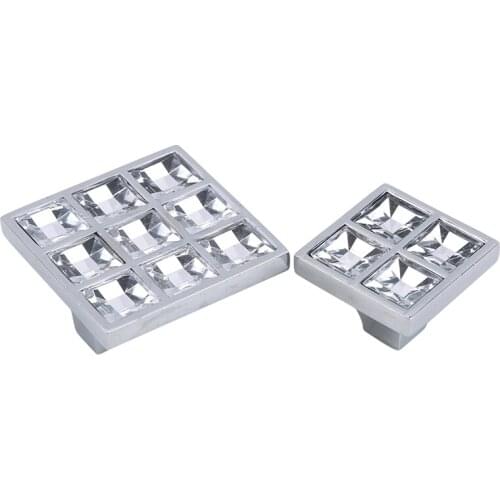 Sparkly Crystal Glass Drawer Pull Handles / Silver Dresser Pulls Handles Cabinet Handles Knob For Furniture Hardware