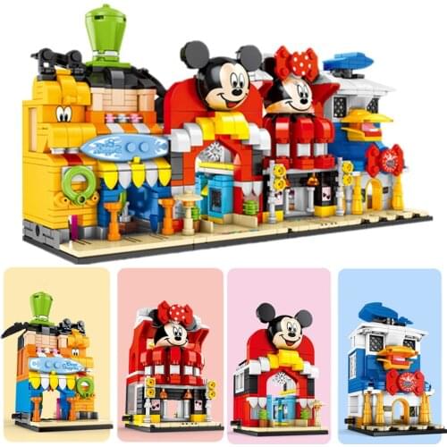 Disney Castle Mickey Donald Duck Goofy Pixar Cars 2 3 Lighting Mcqueen Streetview Toy City Idea Building Block Brick Gift Kid