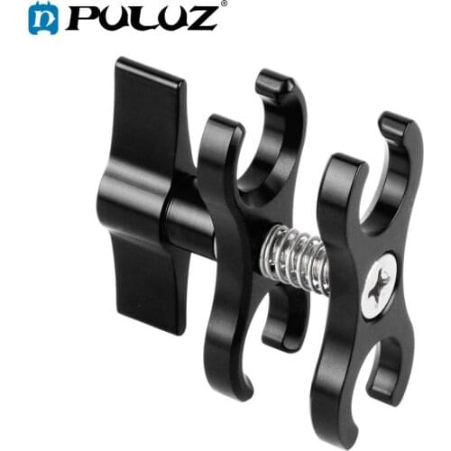 PULUZ Dual Ball Clamp Diving Camera Bracket CNC Aluminum Spring Flashlight Clamp for Diving Underwater Photography System