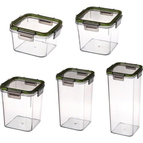 Airtight Food Storage Box Multipurpose Clear Transparent Sealed Plastic Container Kitchen Grain Nut Snack Tea Tank Cans Lid N0PA