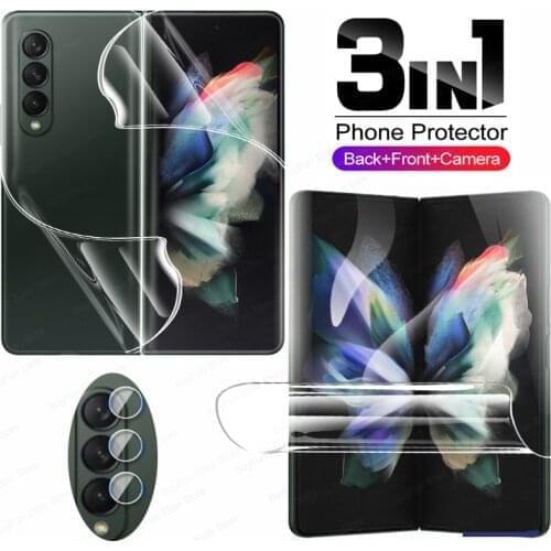 3 in 1 Hydrogel Film for Samsung Z Fold3 Screen Protector Camera Len Film For Galaxy Z Fold 3 5G Protective Film Not Glass