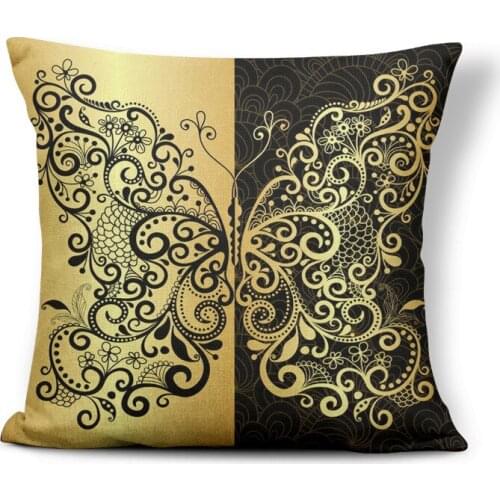 Hot Sale High Quality VINTAGE Luxury Europe Black Gold Cushion Cover Decorative Throw Pillows Pillowcase Cushions Home Decor