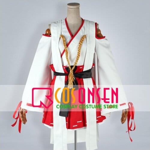 COSPLAYONSEN Kantai Collection Kancolle Haruna Cosplay Costume White Red Color 5 PCS Set Any Size