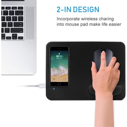 Mobile Phone Wireless Charger Charging Mouse Pad PU Leather Wrist Rest Mousepad For IPhone X Samsung S8 Plus Xiaomi