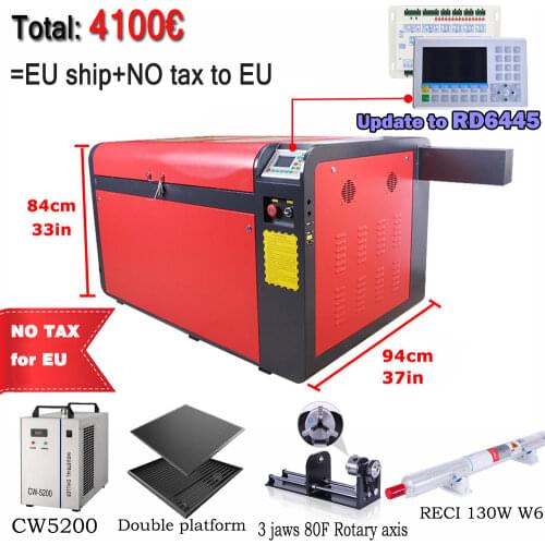 Free TAX for EU RECI 130W W6 Co2 Laser Engraving Cutting Machine 1000*600mm CW5000 Water Chiller Autofocus Laser Head