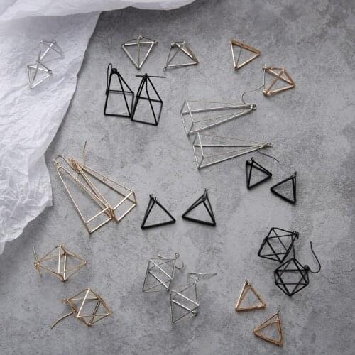 Hot Minimalist Triangle 3D Earrings for Women Simple Cone Polygon Geometric Hanging Earring Boucle D'oreille Femme 2019