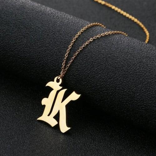 Fashion Retro Womens Necklaces Custom Stainless Steel Punk Style Letter Necklaces Fashion Jewelry Pendants Dress Accessories