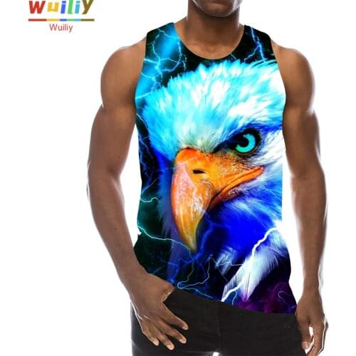 Blue Eagle Graphic Tank Top For Men 3D Print Sleeveless Pattern Top Animal Vest Hawk Painting Tops Hip Hop Top