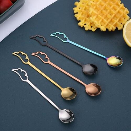 Stainless Steel Spoons Lovely Wing Shape Coffee Cup Spoon Ice Cream Dessert Teaspoon Creative Hanging Scoop Tableware