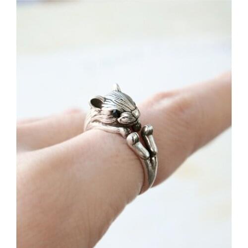 Contracted mouse adjustment ring, animals antique color ring, color restoring ancient ways ring