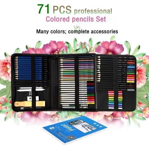 Professional Water Soluble Color Pencil Set Watercolor Drawing Colored Pencils with Storage Bag Adult Colouring Pencils Kids