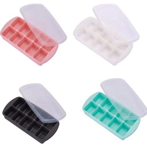 Silicone Ice Lattice Household Large Ice Box with Cover Infant Food Box Refrigerator Freeze Ice Quick Freezer Mold