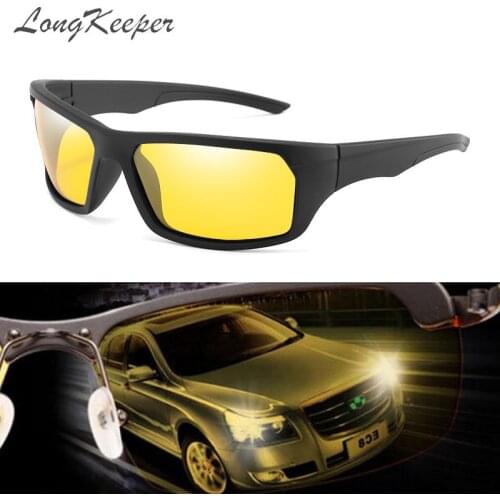 LongKeeper 2019 New Night Vision Sunglasses Men Women Sport Yellow Lens Driving Sun Glasses Driver Safety Goggles Gafas UV400
