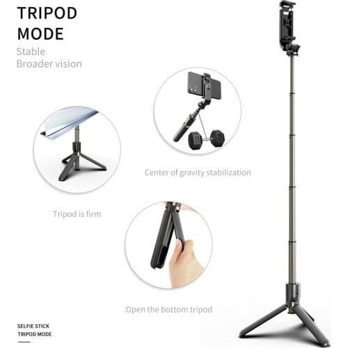 Light Aluminum tube Foldable 360 rotate Bluetooth Selfie Stick w/Tripod With Wireless Remote control shutter for Smart Phone L3