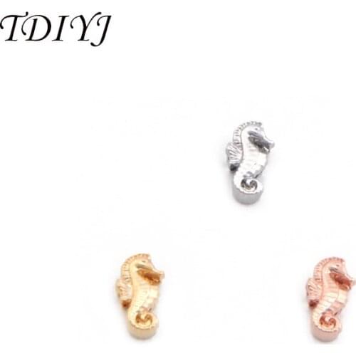 TDIYJ Tropical Charm Zinc Alloy Sea Horse Slide Charm For 10m Stainless Steel Mesh Bracelet 12Pcs/lot