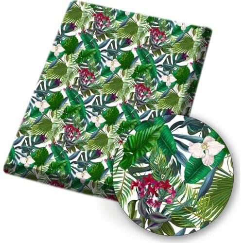 IBOWS Polyester Cotton Fabric Nature Flower Theme Printed Fabric Sewing Home Textile Cloth Bag Garment Material 45*150cm 80g/pc
