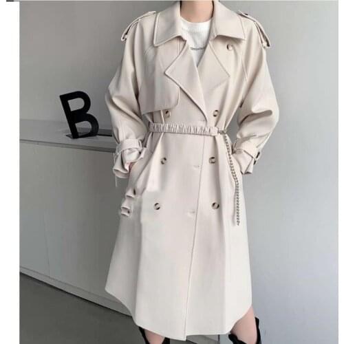 Spring Long Trench Coat Women Double Breasted Slim Vintage Spring Autumn Clothes Outwear Women Long Coat With Belt