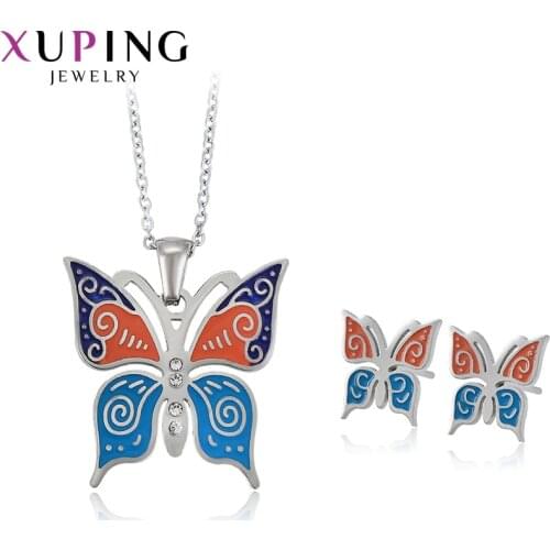 Xuping Butterfly Shaped Stainless Steel Jewelry Set Women European Style Birthday Anniversary Gift 65525