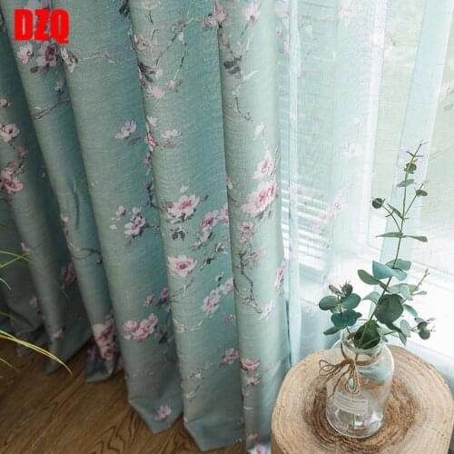 Curtains for Living Room Bedroom Garden American half shading shredded flower curtain finished floor window flat window fabric