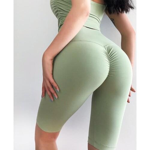 Women Sexy Hip Fold Push Up Sports Shorts Slim High Waist Running Fitness Workout Clothes