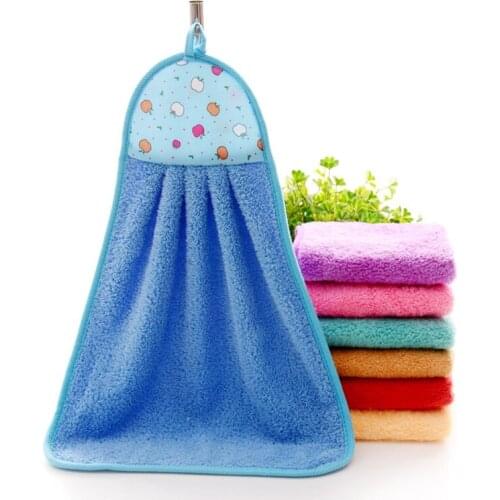 1 PC Bathing Towel Kitchen Hand Towel Solid Color Soft Coral Velvet Towel Cute Baby Nursery Wipe Hanging Dishcloths Children