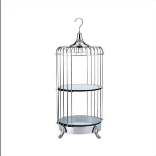 1 PCS European creative stainless steel two-layer bird cage snack rack buffet pastry rack bar ktv fruit dish snack tray