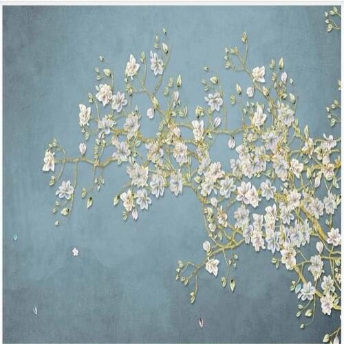 Blue flower and birds 3d wallpapers 3d murals wallpaper for living room 3d stereoscopic wallpaper