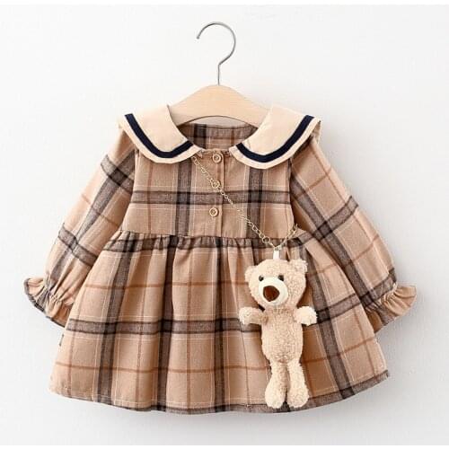 4 pieces/lot) 2021 New Arrival Plaid Pattern Baby Girls Dress 011306