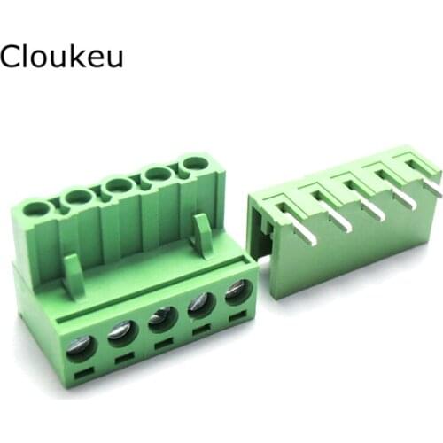 5Sets 15EDG5.08 5P Bending pin Connecting terminal 2EDGK 5.08mm 5Pin Connector 2EDG5.08-5PL Plug+Socket