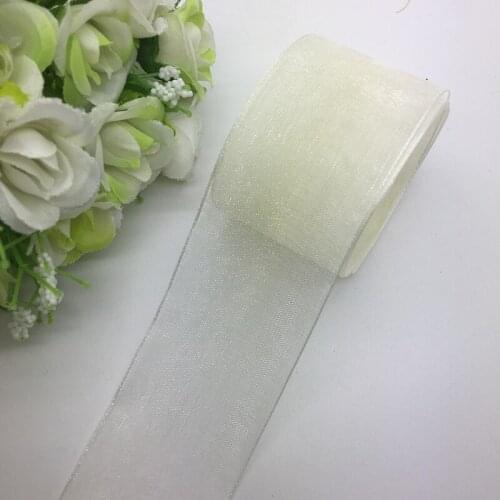 5 Yards/Lot 1-1/2" (38mm) Cream Organza Ribbon Bow Hair Wedding Decoration Lace Crafts