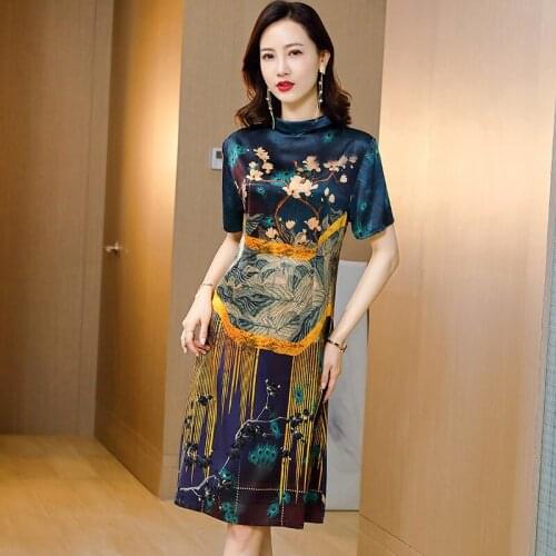 90% Genuine Silk Womens Summer Dress 2021 Female Slim Midi Dress Vintage Dress Elegant Dresses Ladies Vestidos De Mujer Zjt2631