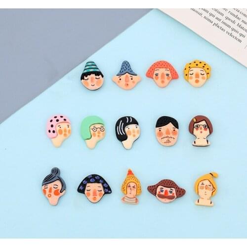 10 PCS Lovely Graffiti Head Portraits Diy Resin Accessories For Earring Necklace, Bracelet, Hair Accessory Jewelry Making
