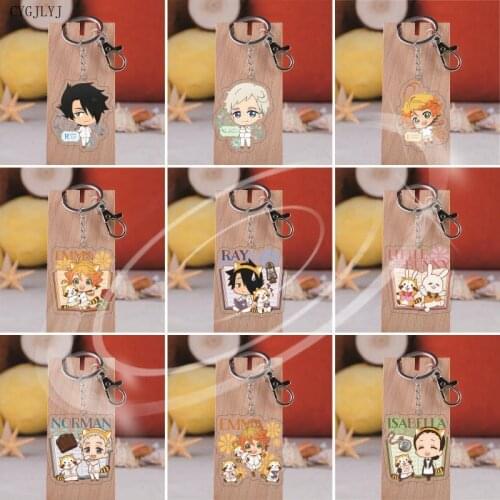 Anime The Promised Neverland Acrylic Keychain Cartoon Figures Yakusoku no Neverland Norman Ray Key Chain For Men Christmas Gifts
