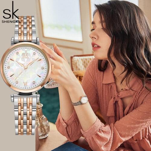 Shengke Brand Luxury Bracelet Women Watch Rosegold Wristwatch Gift for Women Original Design Watch Reloj Mujer 2020 New gift