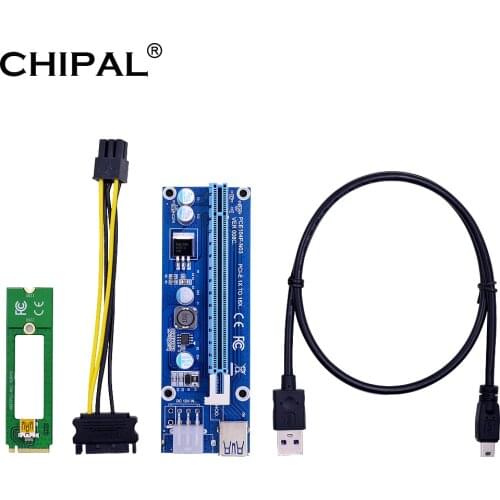 CHIPAL NGFF M.2 M Key to USB 3.0 PCI-E Riser Card M2 to USB3.0 PCIE 16X 1X Extender with 6Pin Power for Graphics Card