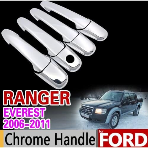 For Ford Ranger Everest 2006-2011 Luxurious Chrome Handle Cover Trim Set 2007 2008 2009 2010 Car Accessories Sticker Car Styling
